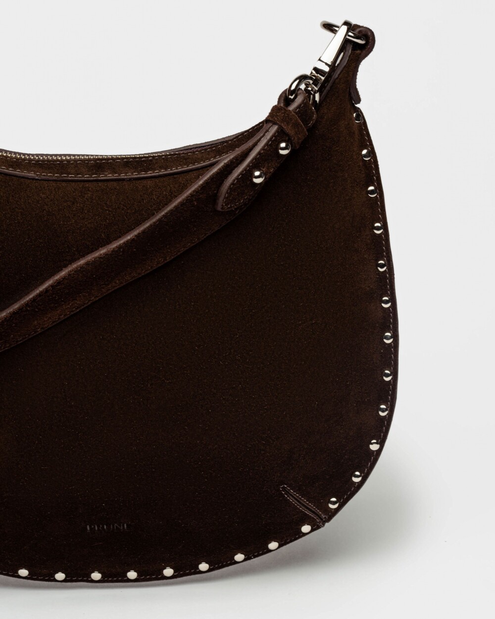 Cartera al hombro Luna en cuero gamuza Chocolate