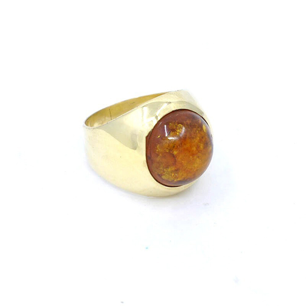 Anillo En Oro 18K Y Ambar Cabullon Anillo En Oro 18K Y Ambar Cabullon