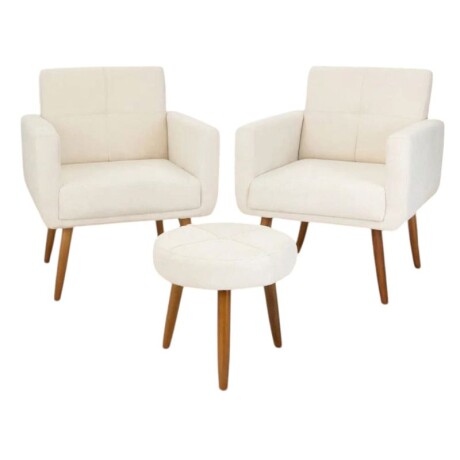 CONJUNTO 2 POLTRONAS + PUFF ORLEANS - BEIGE CONJUNTO 2 POLTRONAS + PUFF ORLEANS - BEIGE