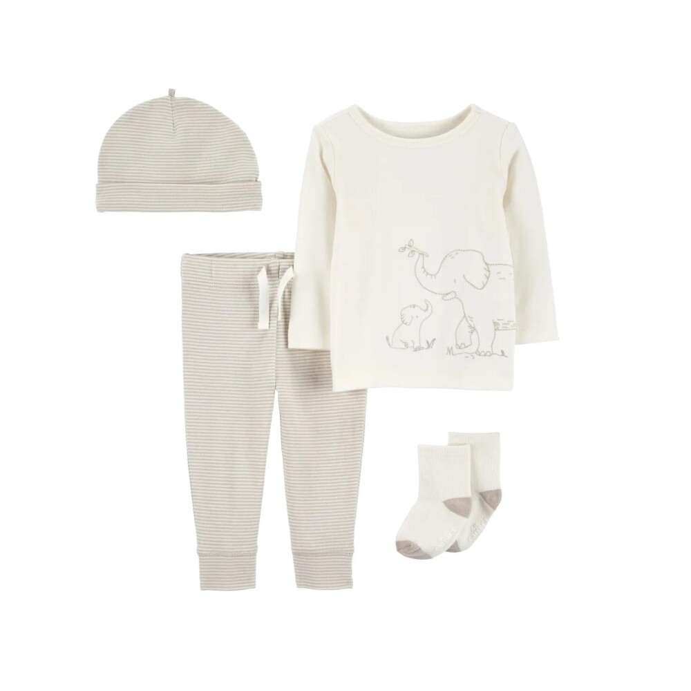 Conjunto Carters 4 piezas Gorro Medias RN Elefante
