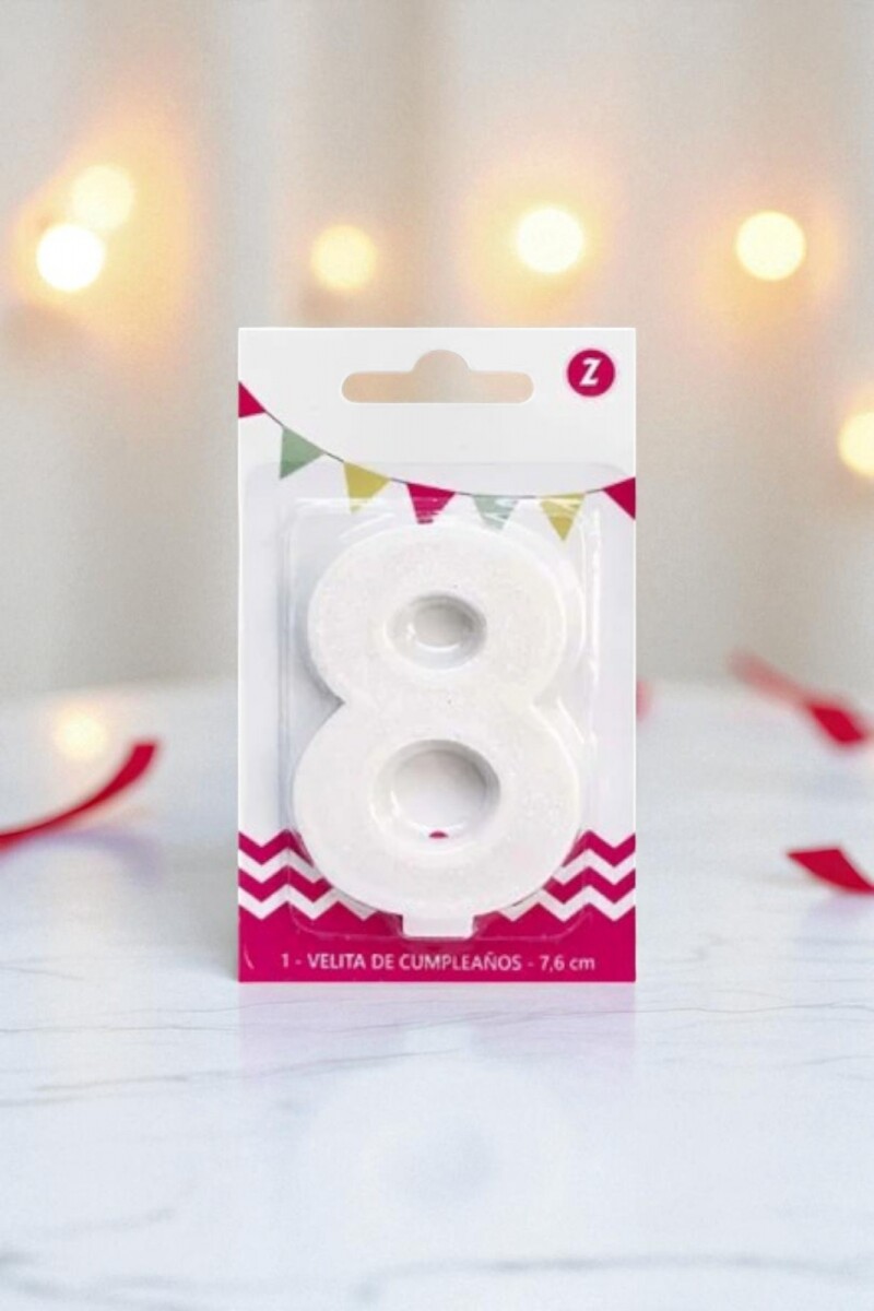 Vela grande glitter n # 8 blanco 