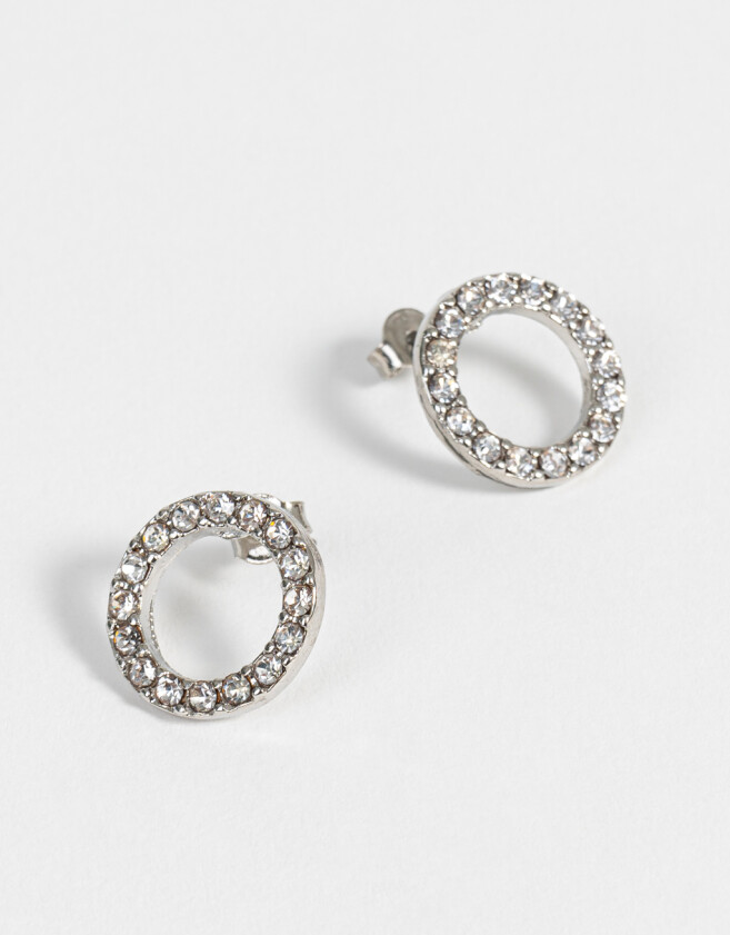 Aros Pasantes Strass Aros Con Strass - Plateado