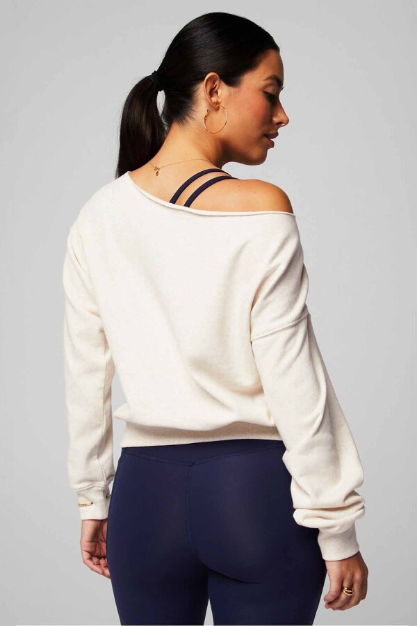 Polera Year Round Terry Off Shoulder Sweatshirt Mujer Bone Heather