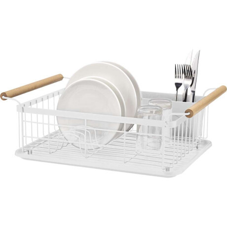 Escurridor Metal C/Asas Madera 47X30X16Cm Blanco