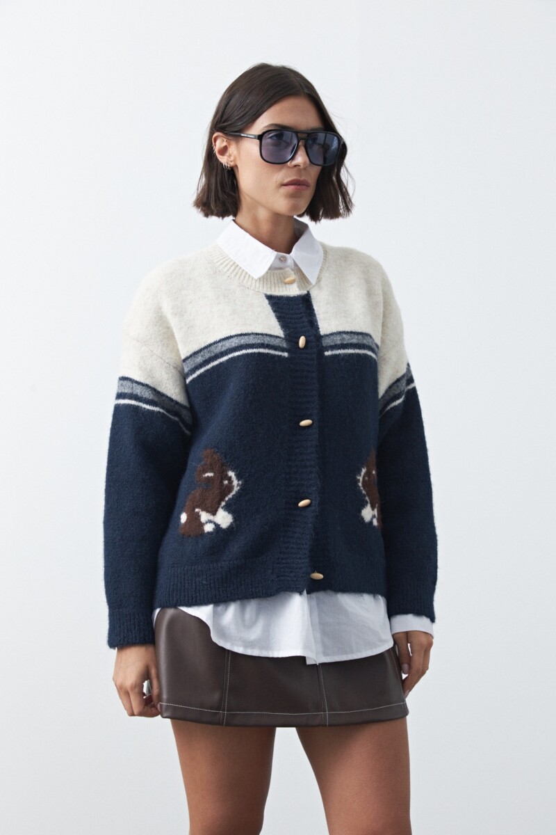 CARDIGAN RABBIT Azul Marino