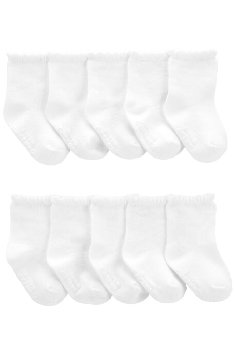 Pack diez pares de medias de algodón, festoneadas, blancas Pack diez pares de medias de algodón, festoneadas, blancas