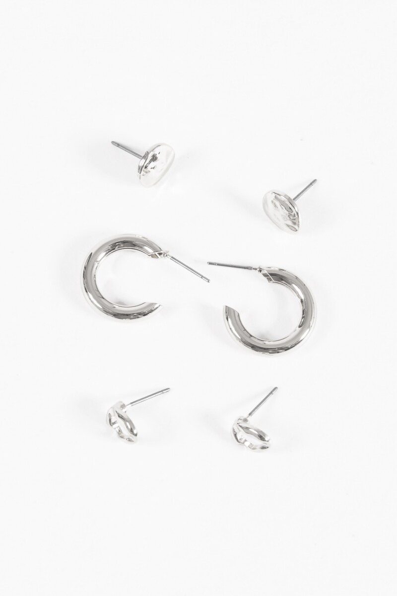 Set de caravanas pin plateado