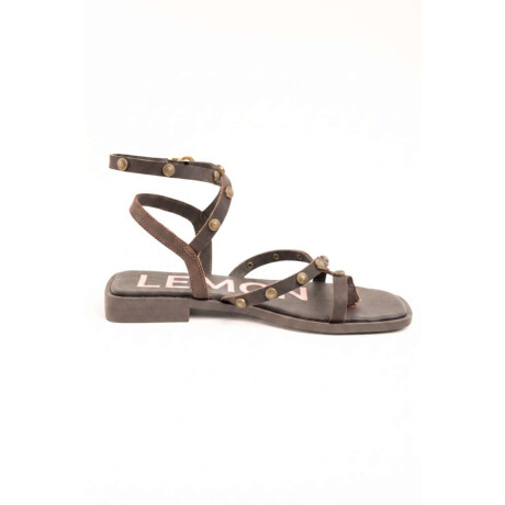 Sandalia Tobillera Con Tachas Chocolate