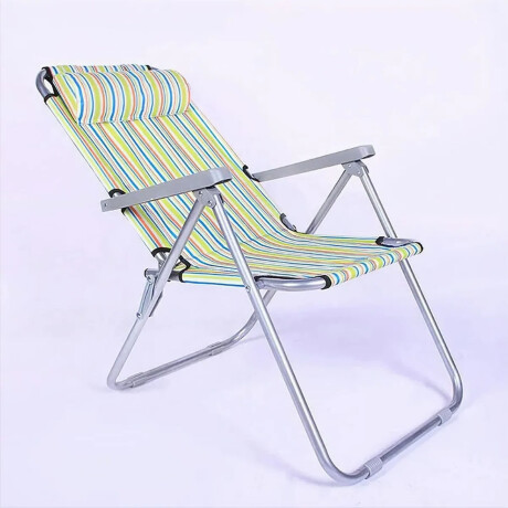 Silla Reclinable 3 Posiciones Pleg Con Almohada Hasta 100kg Multicolor