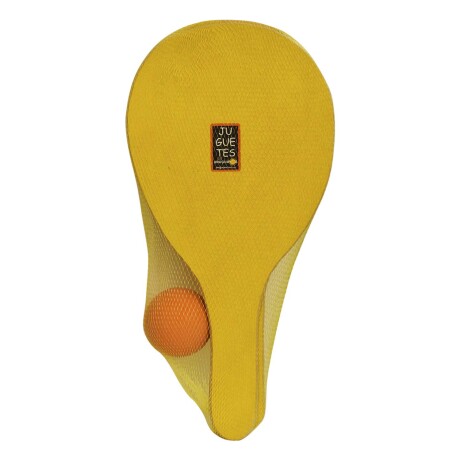 Set De 2 Paletas De Madera Para Playa + Pelota Amarillo