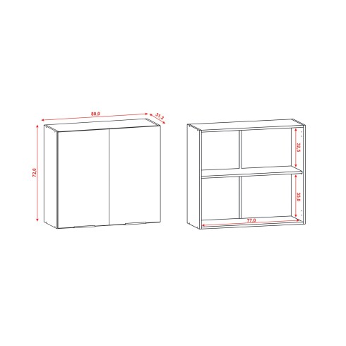 Modulo Aereo Para Cocina Dos Puerta De 80 cms. GAMAS DE BEIGE