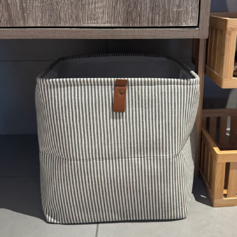 Canasto cesto para ropa sucia tela rayas vertical