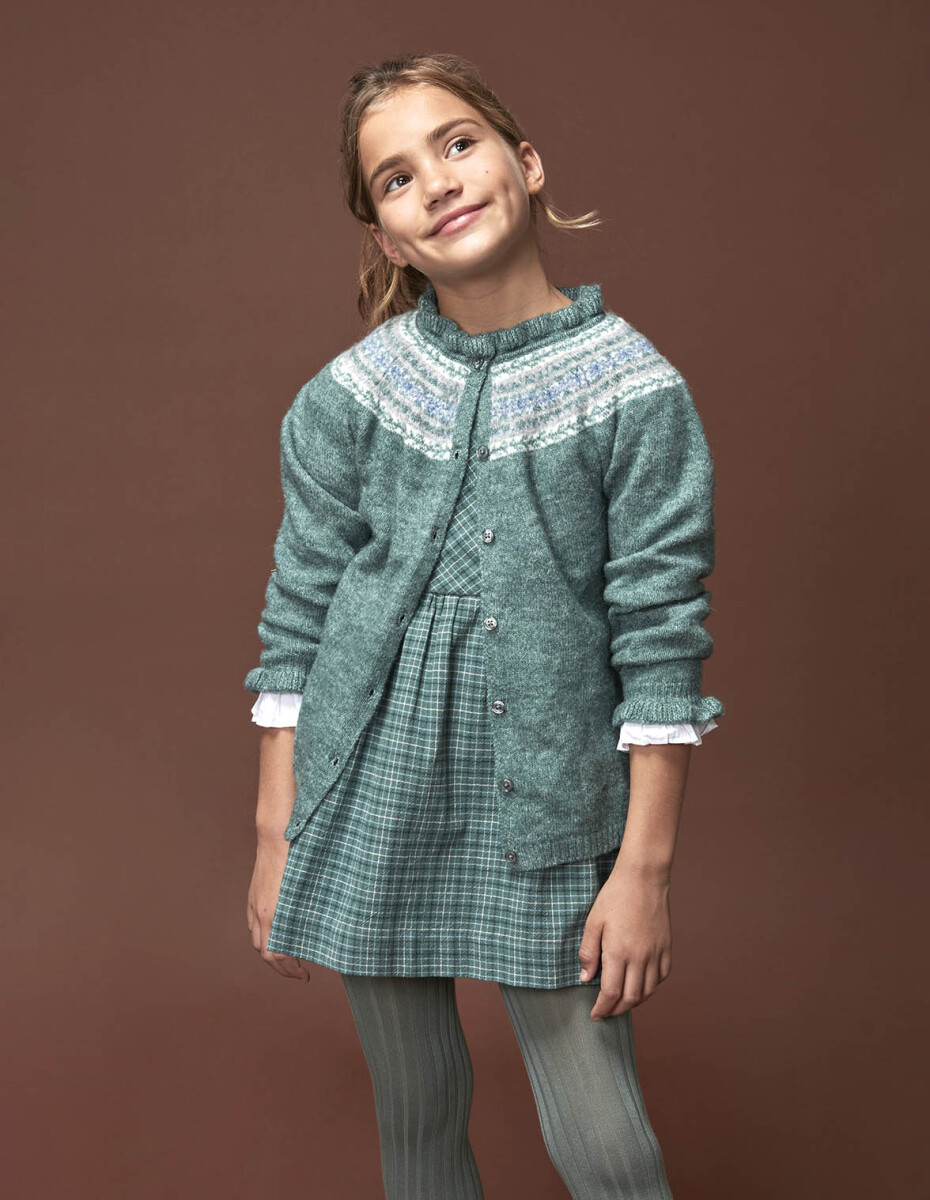 Chaqueta De Greca Con Volante En El Cuello - Verdoso 