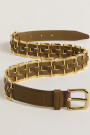 METALLIC WEAVE BELT Kaki