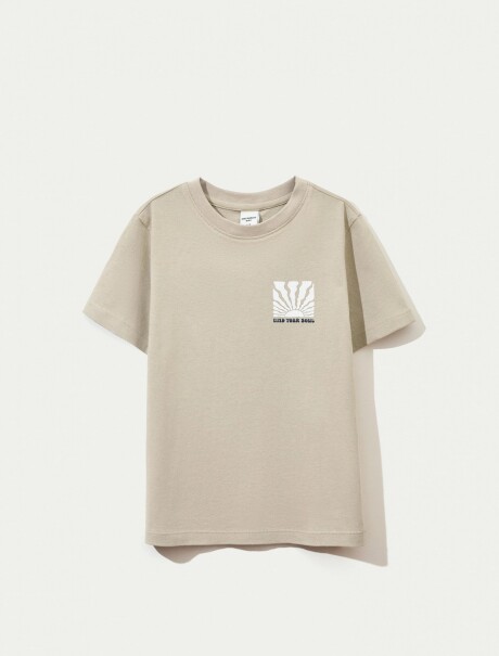 CAMISETA MANGA CORTA INFANTIL CON ESTAMPA BEIGE