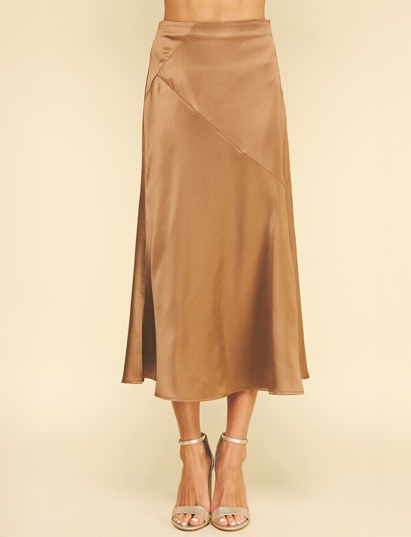 Falda Maxi Saten TOSTADO