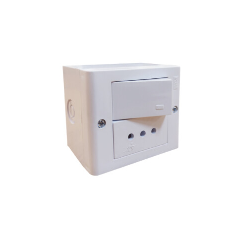 Caja 2 módulos: toma 2P+T+bipolar blanco puro Sica SK3495