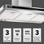 Extractor De Cocina Siam Plana De Pared Si-cp-600ev Ac Acero inoxidable