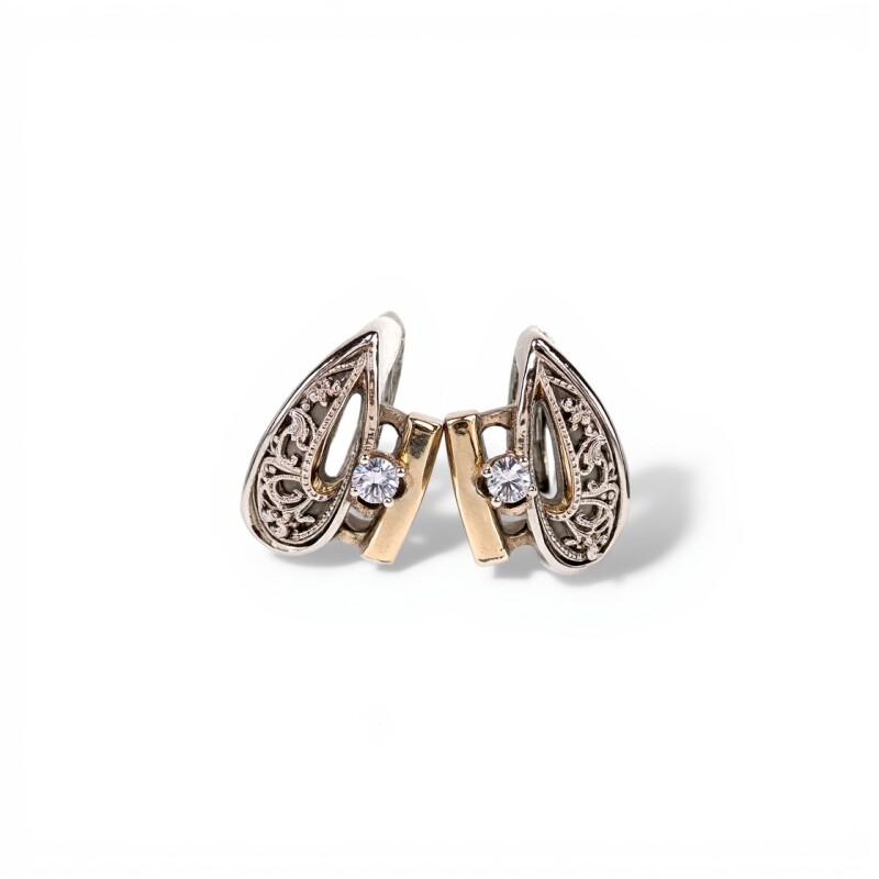 Caravanas Vintage Zirconia-Plata y oro-Zirconia-CA5044 conpiedra