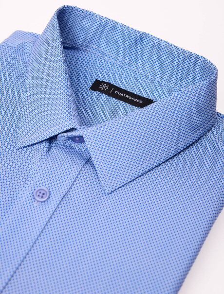 Camisa m/l estampada azul