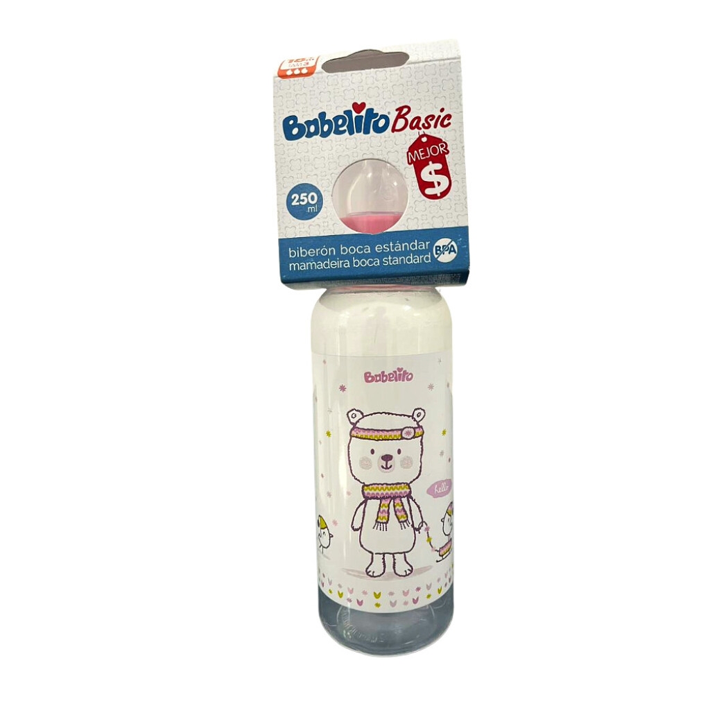 Biberon Tetina Silicona Tamaño 3 Rosado Babelito - Cont.250 mL