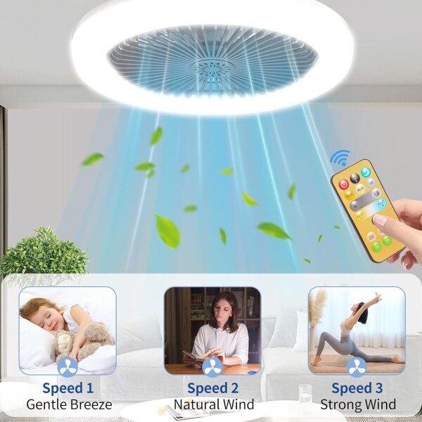 Lampara Led Ventilador Techo Rosca E27 C/ Control Ajustable Variante Color Blanco