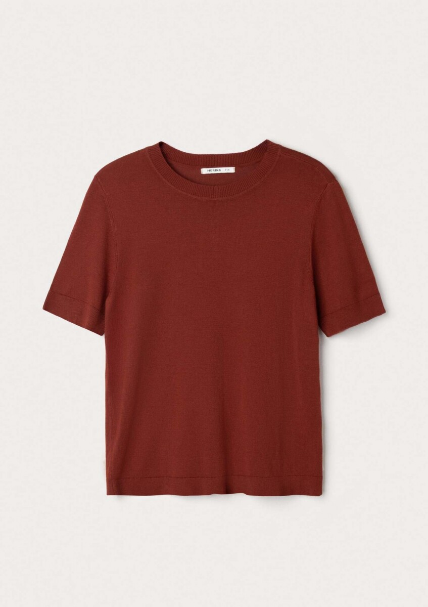 BLUSA DE MANGA CORTA EN PUNTO - BORDEAUX 