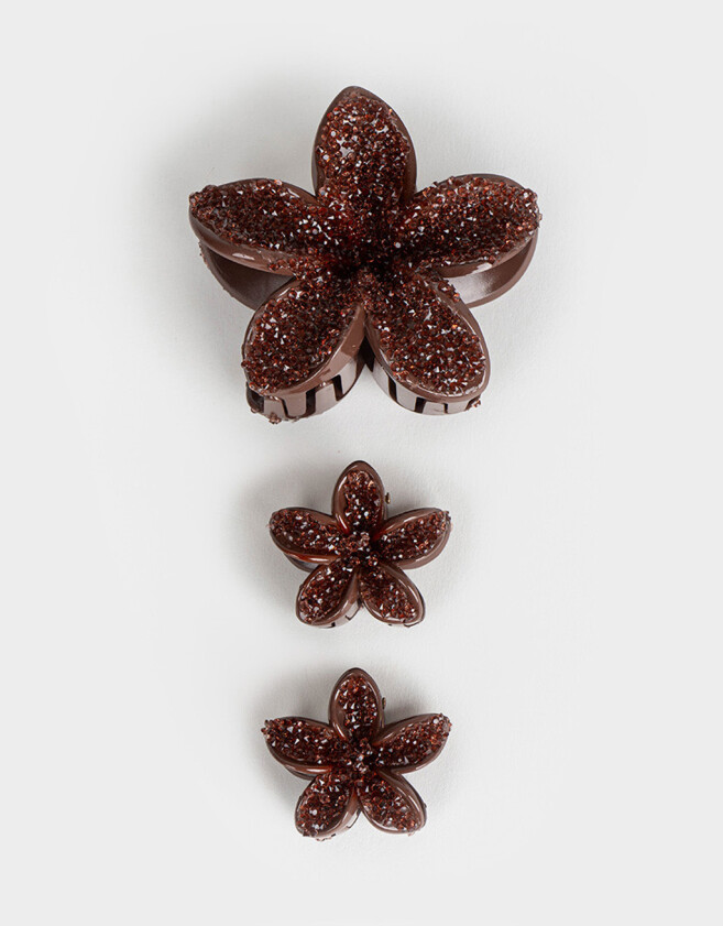 Broches Sets Hawaianas Set De Broches Flor Hawaiana - Marron Chocolate