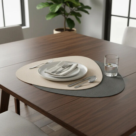 Mantel Individual Doble Cara Triangular Premium Tex en PVC Rosa/gris