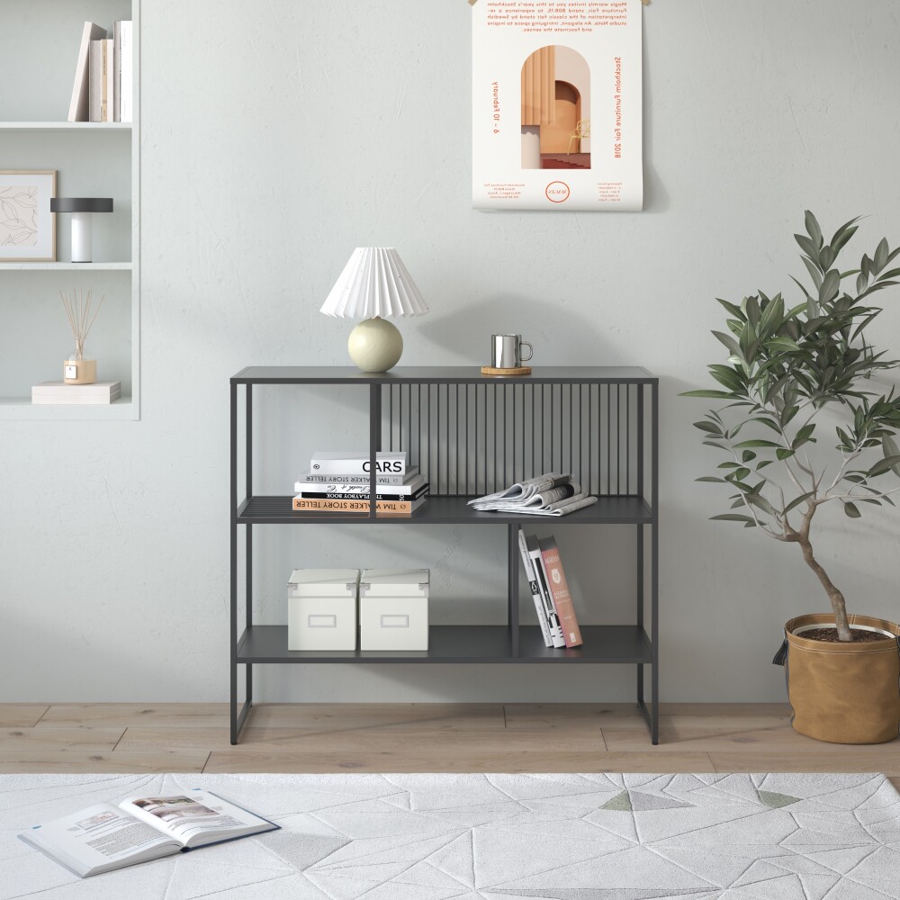 BIBLIOTECA METAL NEGRO OLIVIA