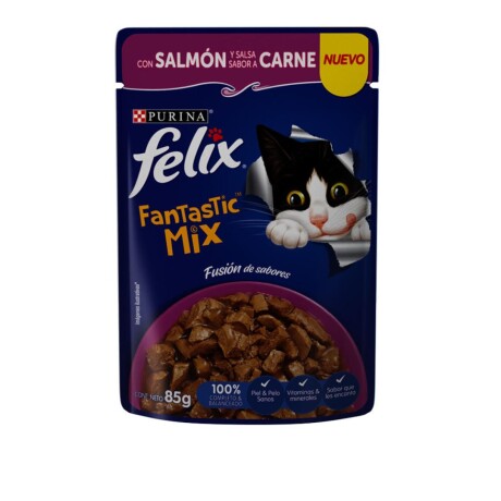 FELIX GATO ADULTO FANTASTIC POUCH MIX SALMON CARNE 85 GR Felix Gato Adulto Fantastic Pouch Mix Salmon Carne 85 Gr