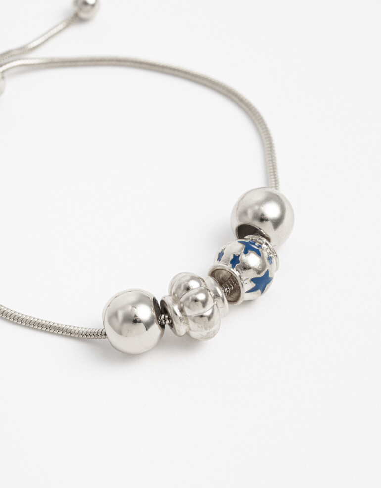 Pulseras Flexibles Metal Pulsera Flexible Dijes - Plateado Rodio