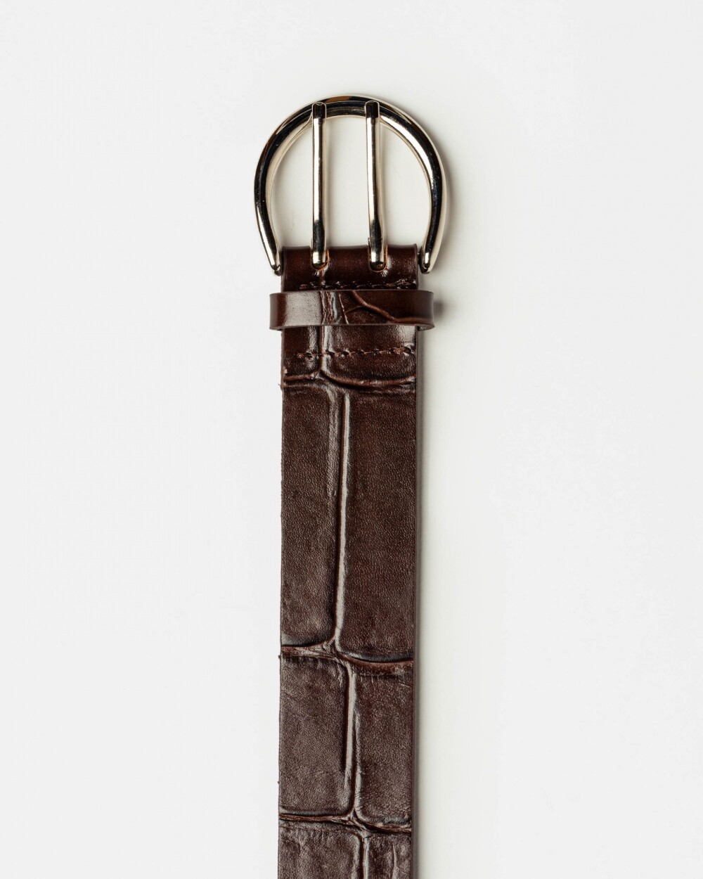 Cinturon Indie en cuero grabado big Croco Marron