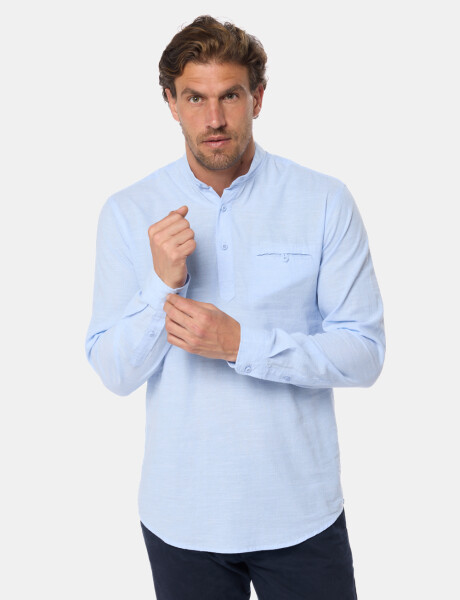 CAMISA DE LINO CUELLO MAO Azul