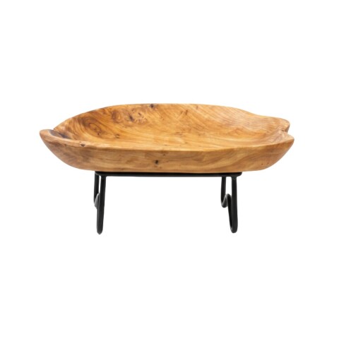 BANDEJA MADERA C/SOPORTE METAL 37X25X13CM Unica