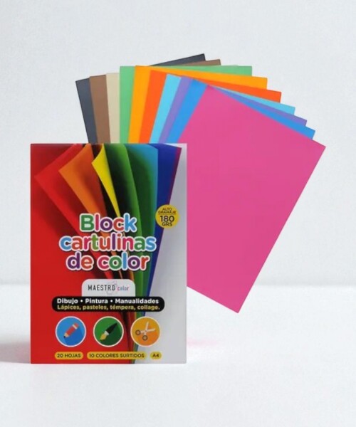 Block c/20 h. Cartulina color maestro a4 - 180grs .- Colores surtidos Block c/20 h. Cartulina color maestro a4 - 180grs .- Colores surtidos