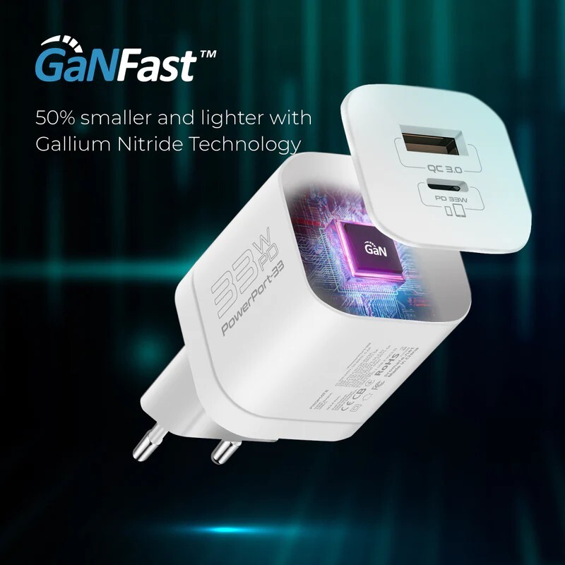 Cargador USB-C 33W compacto (GaNFast) - White Cargador USB-C 33W compacto (GaNFast) - White