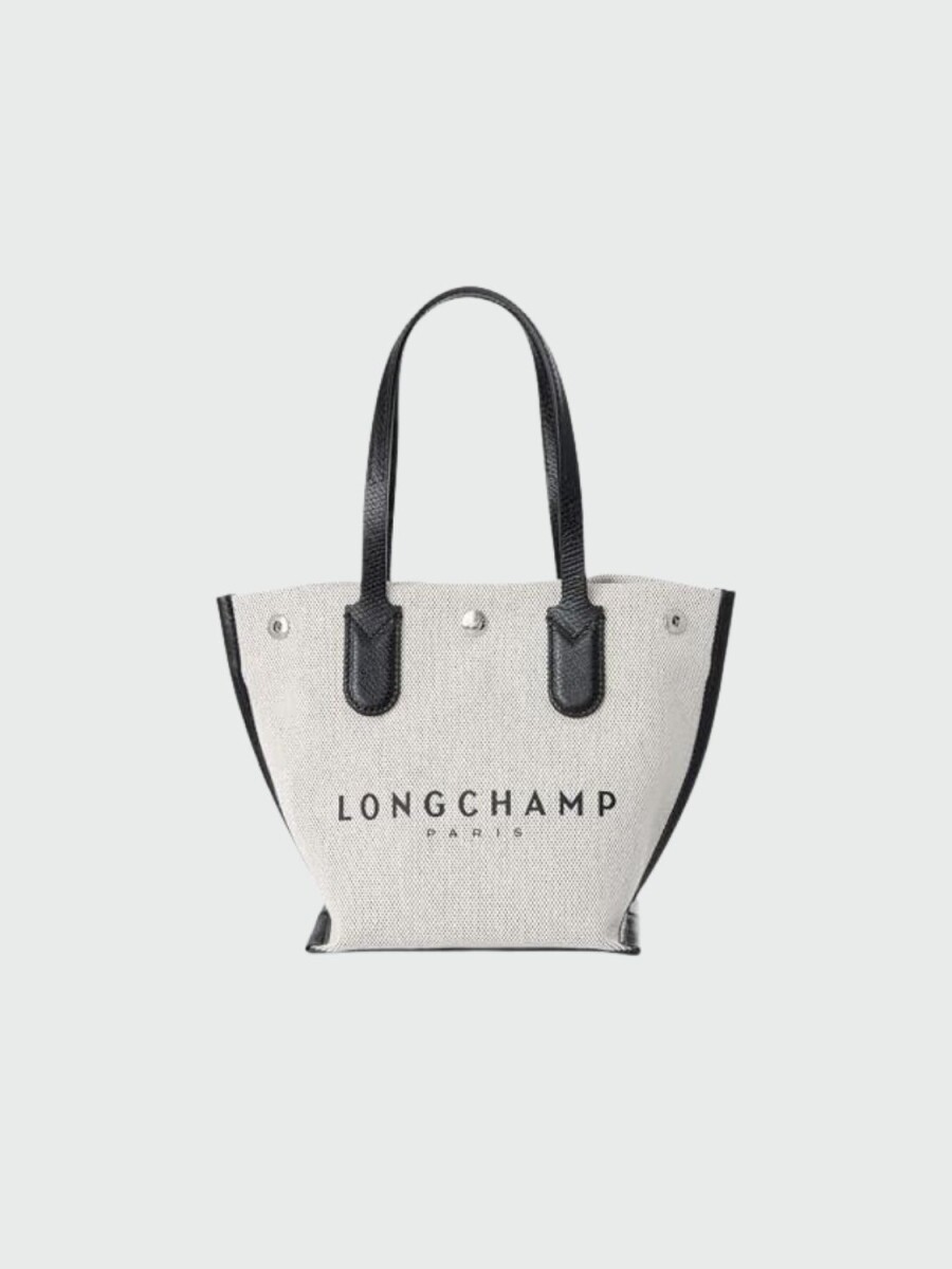 Longchamp - Cartera de algodón con Logo - Marfil 