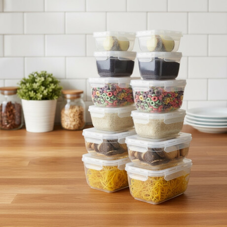 Set x12 Potes herméticos TRANSPARENTE