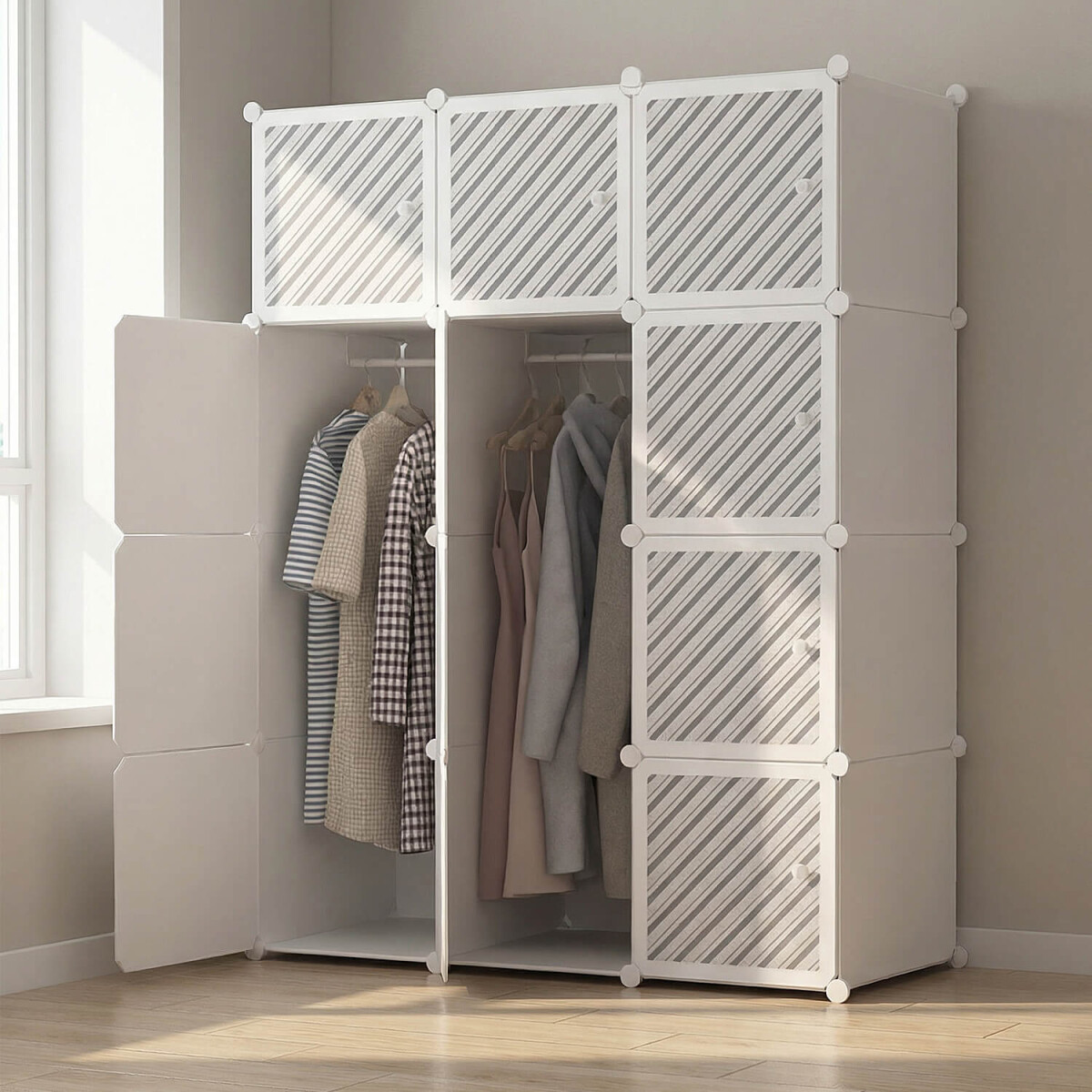 Placard Ropero IMBACK IBK-PLC010 | Organizador Modular de Ropa, Compacto, Resistente y Moderno Blanco 