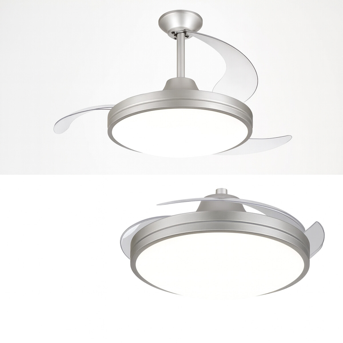 Ventilador De Techo Lámpara Led Aspas Retráctiles C/ Control - Color Blanco 