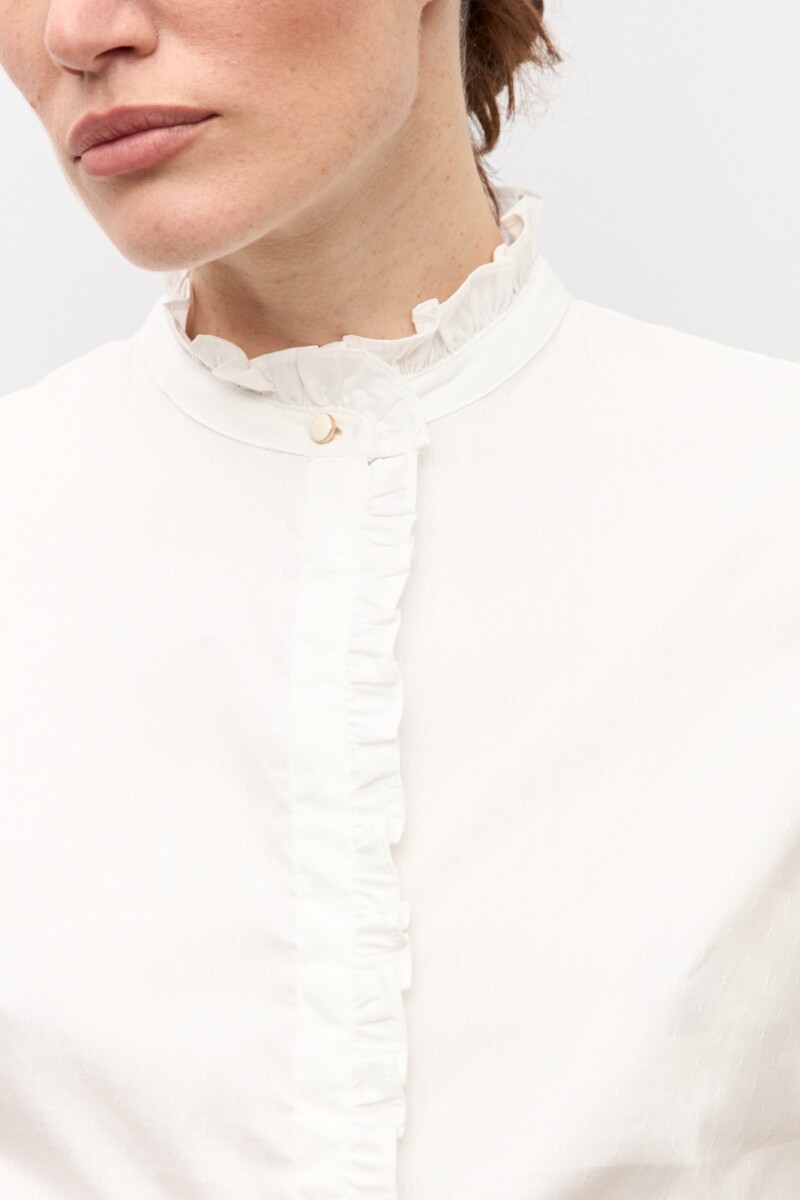 Camisa manga corta con volados blanco