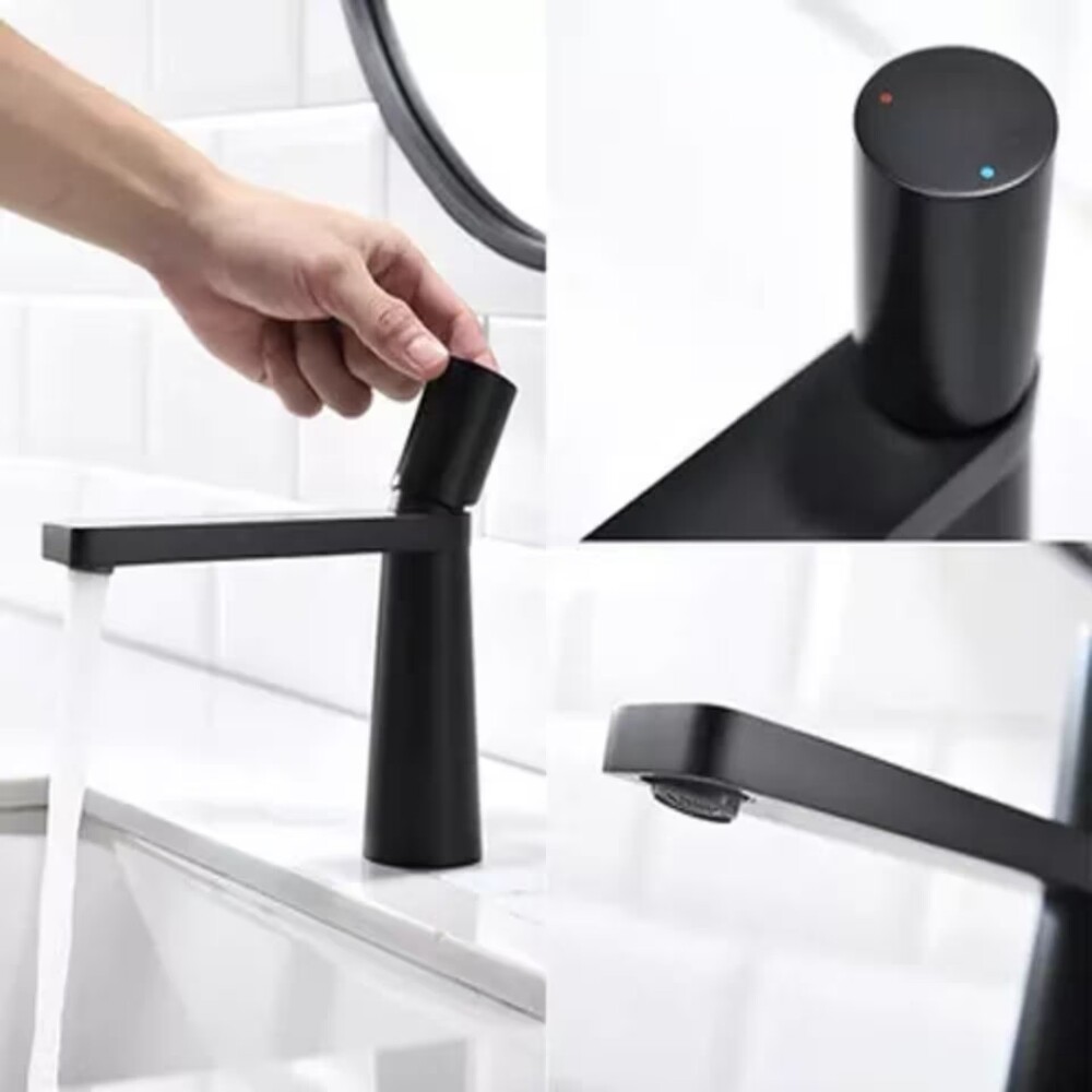 Griferia de lavatorio Monocomando bajo de mesada Marbella Negro Mate Griferia De Lavatorio Monocomando Bajo De Mesada Marbella Negro Mate