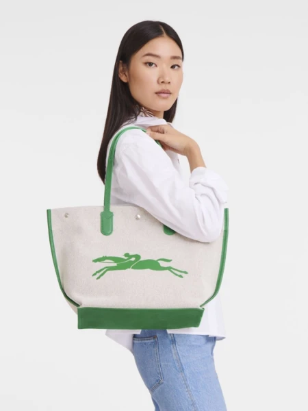 Longchamp -Cartera de material textil con logo Verde