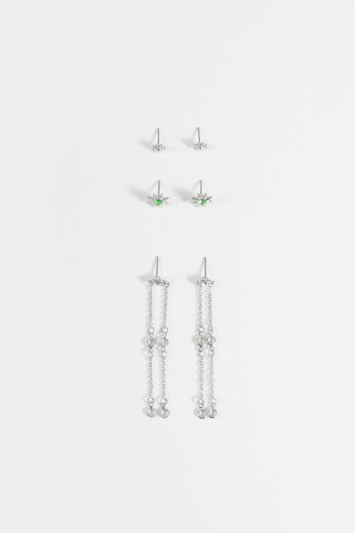 Set de 3 caravanas mystic plateado
