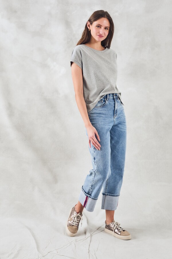 Remera Brillo Gris Melange