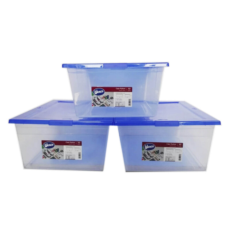 Set x3 Caja organizadora 10 lts Mybox TRANSPARENTE