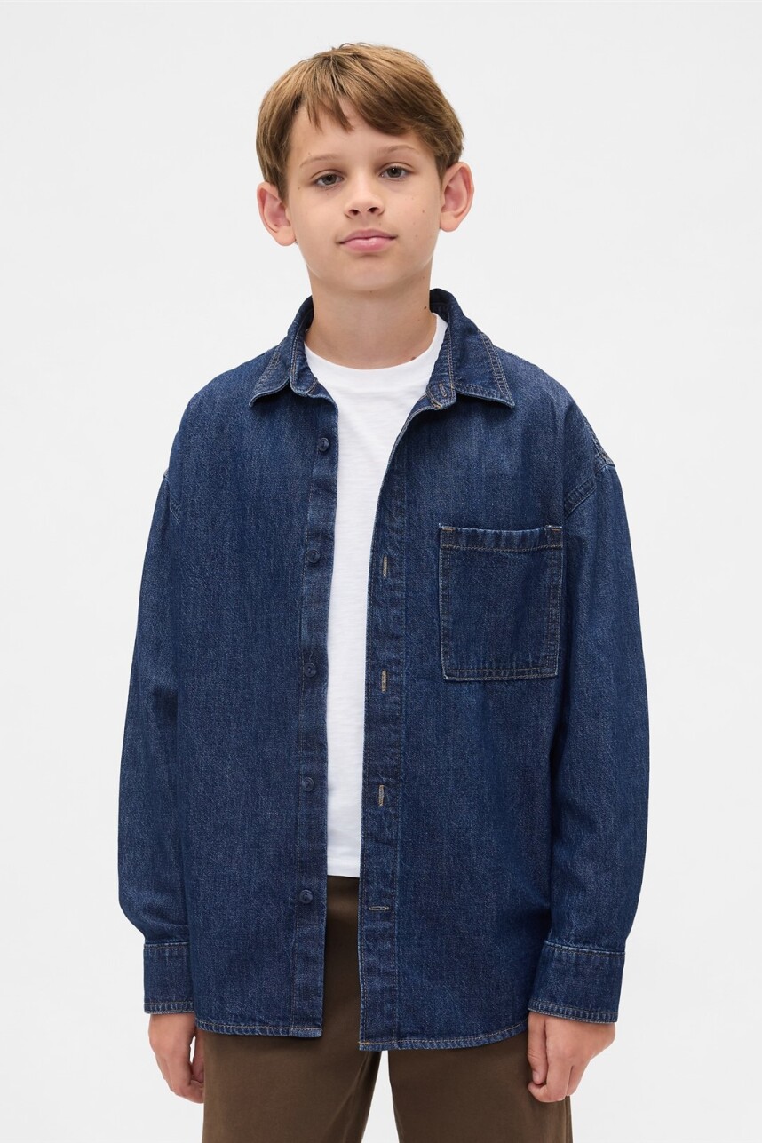 Camisa De Jean Niño Dark Wash