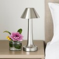Lampara De Mesa De Luz Led Recargable Con Diseño De Cono Plateado