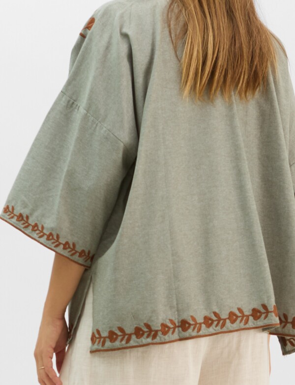 Cardigan Kimono Bordado OLIVA/MULTI